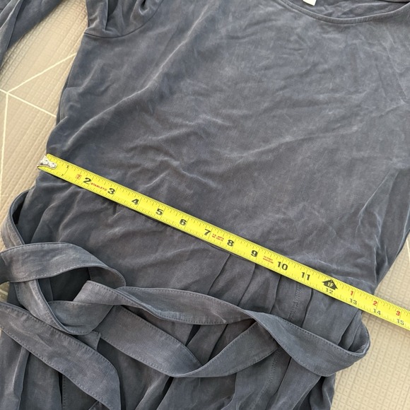 Garnet Hill‎ Starla Cupro Knit Dress Size XS Dark Bluestone Faux Wrap Midi - Picture 7 of 10